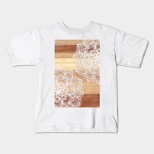 White Doodles on Blonde Wood Kids T-Shirt